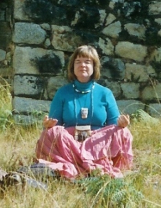 Aniesa meditating at initiation temple in Machu Piccu